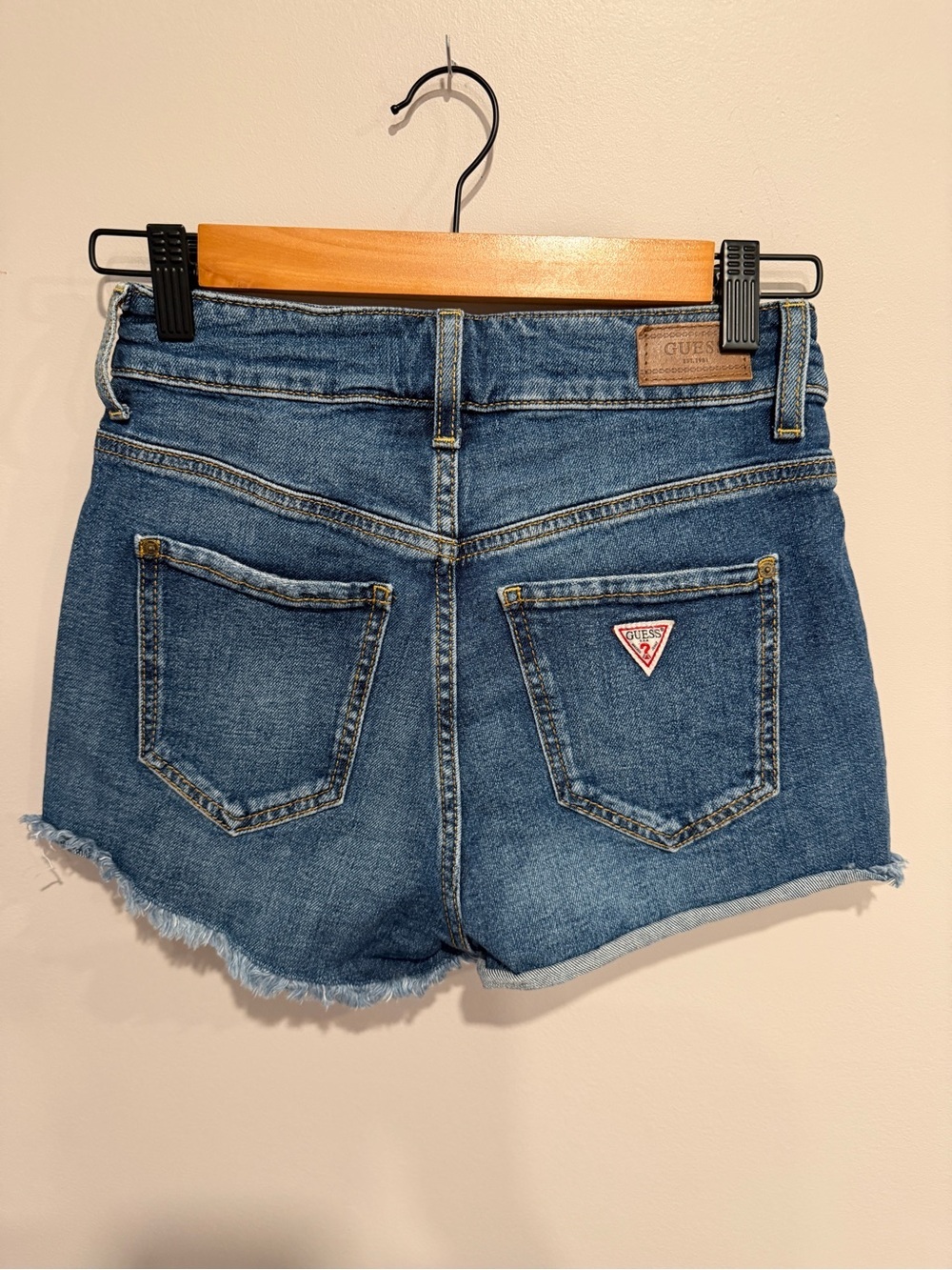 2 / $40 | Guess Cut-Off Denim Shorts Size 24 Medium Wash Raw Hem